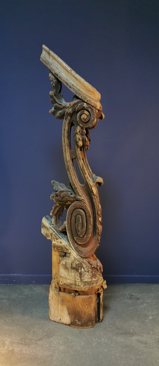 Departure Of Staircase Banister In Carved Wood 18th Century