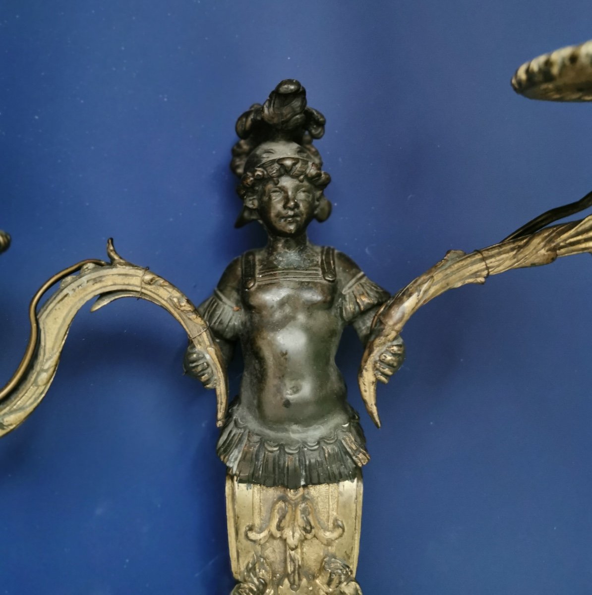 Pair Of 19th Century Bronze Wall Lamps-photo-3