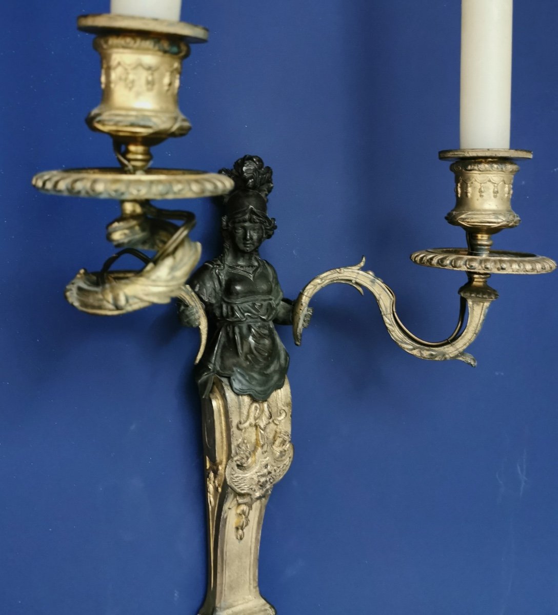 Pair Of 19th Century Bronze Wall Lamps-photo-4