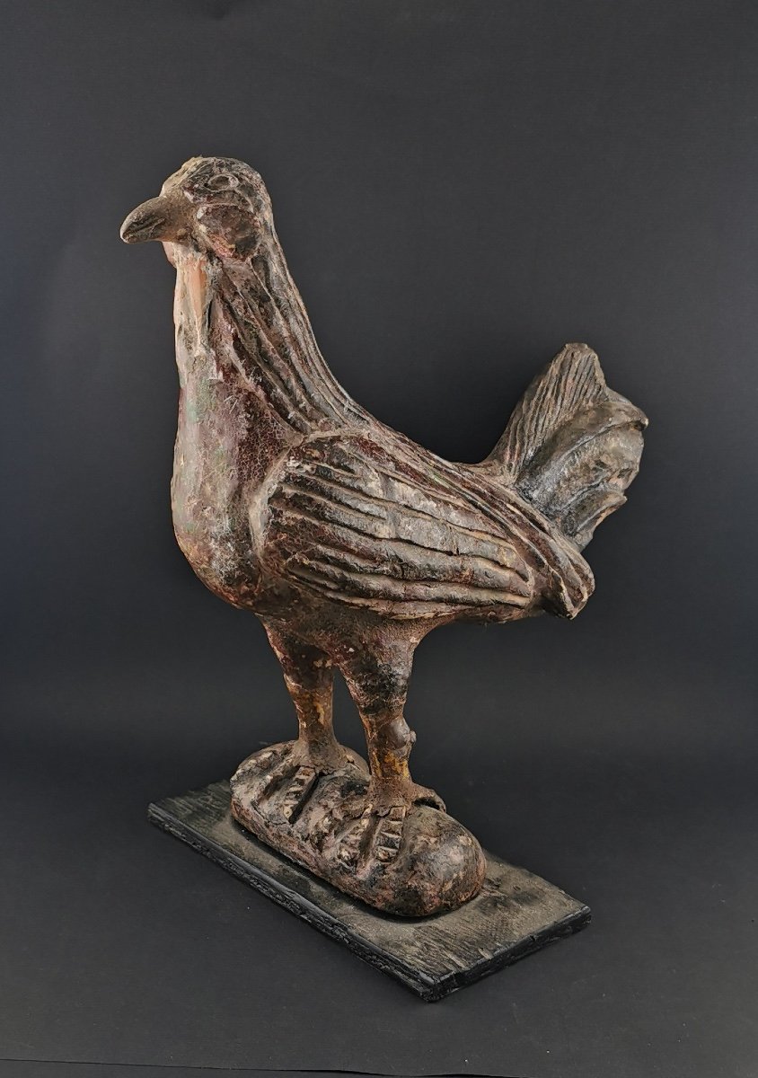 Polychrome Wooden Rooster Folk Art-photo-2