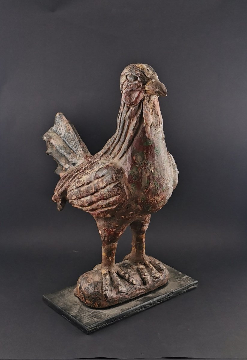 Polychrome Wooden Rooster Folk Art