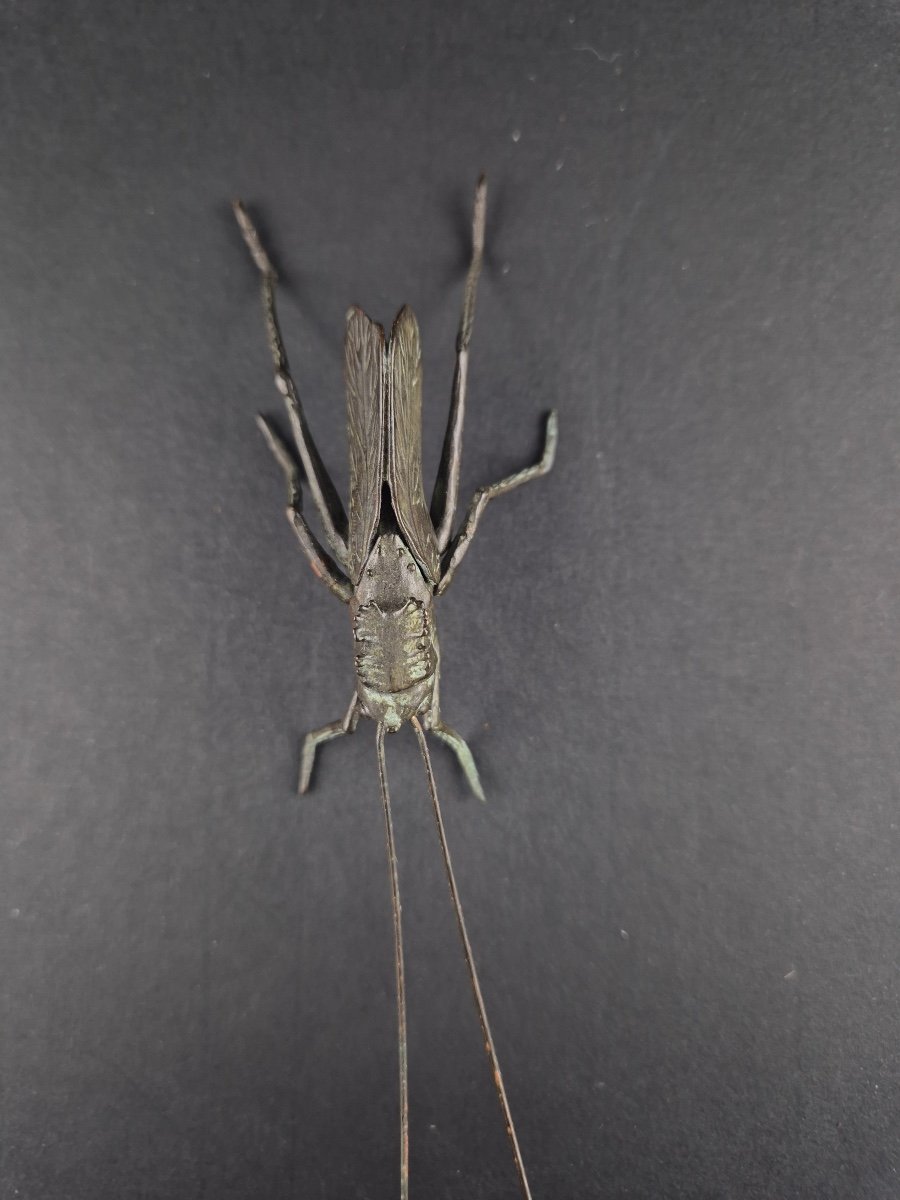 Jizai Okimono Articulated Grasshopper 20th Century-photo-1