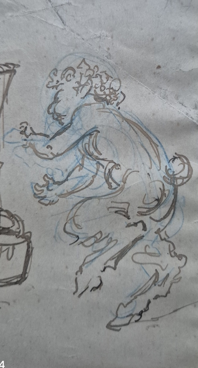 Dessin d'étude Jeune Filet Faunes Par Alphonse Willette-photo-4