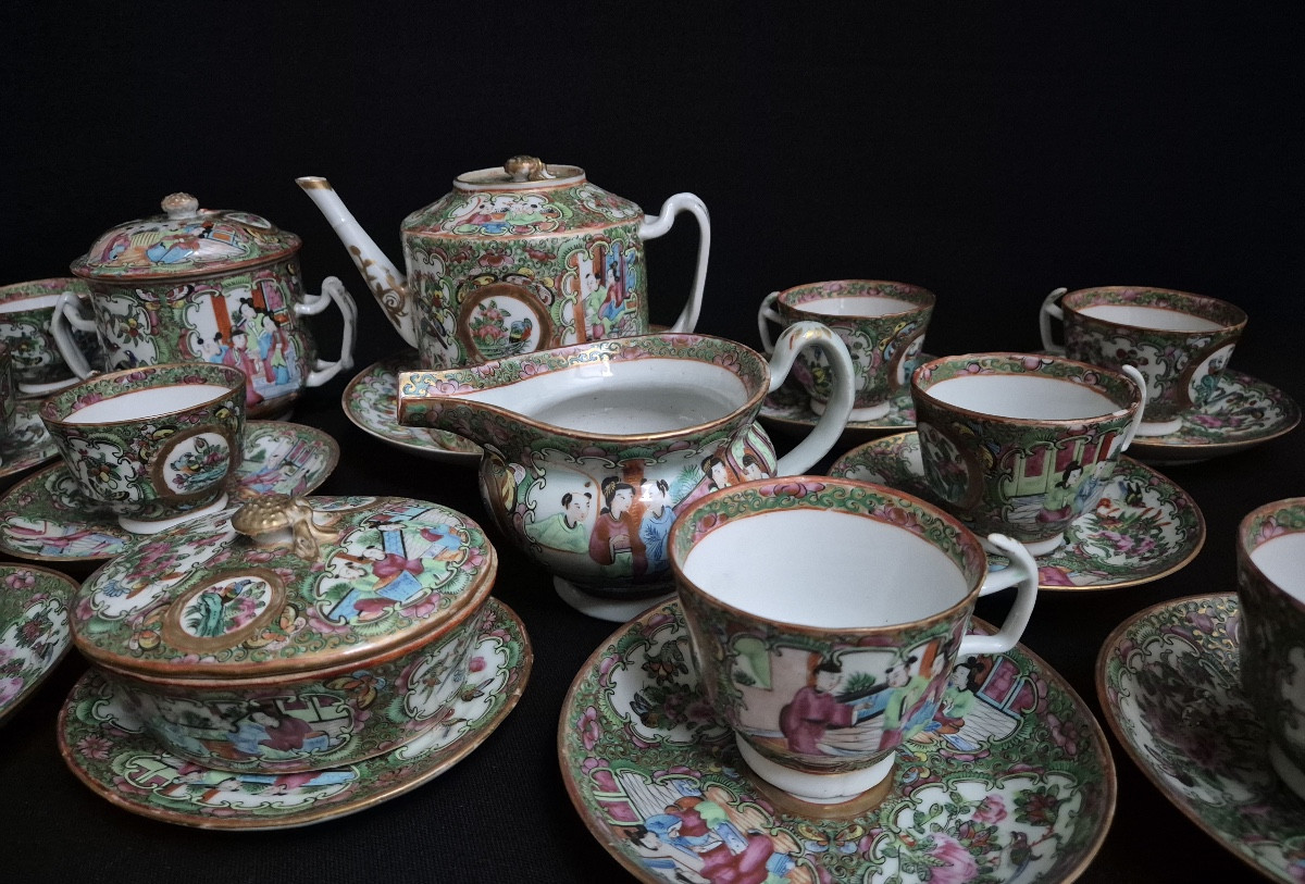 19th Century Canton Porcelain Tea Set-photo-2