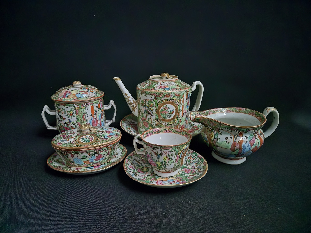 19th Century Canton Porcelain Tea Set-photo-3