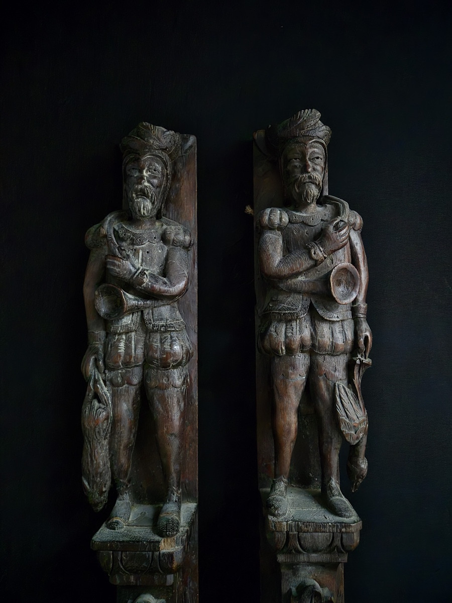 Pair Of Pilasters, Flanders 17th Century 115 Cm-photo-3