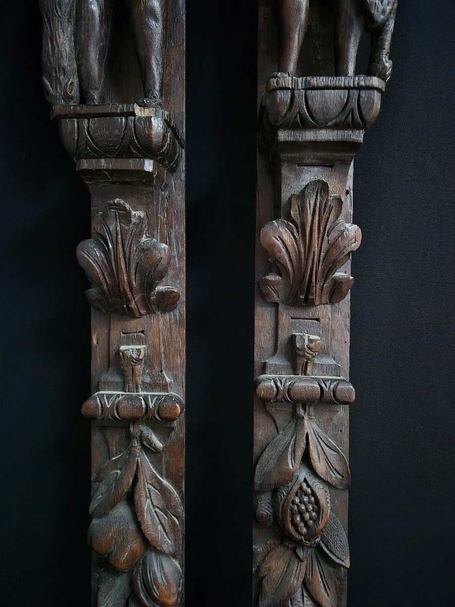 Pair Of Pilasters, Flanders 17th Century 115 Cm-photo-4