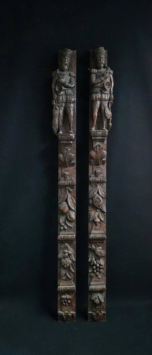 Pair Of Pilasters, Flanders 17th Century 115 Cm