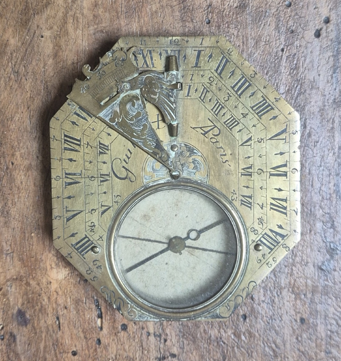 Compass And Sundial Guibout In Paris 18th Century-photo-2