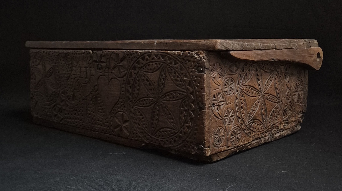 coffret de dentelière   Sculpté Art Populaire Auvergne-photo-3