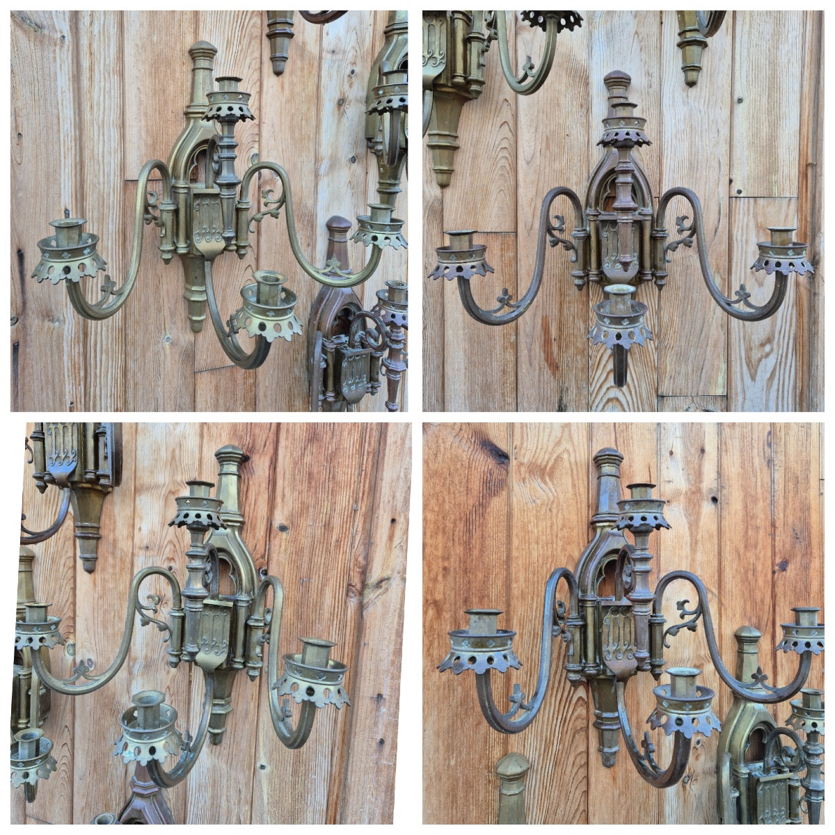 4 appliques en bronze néogothiques-photo-3