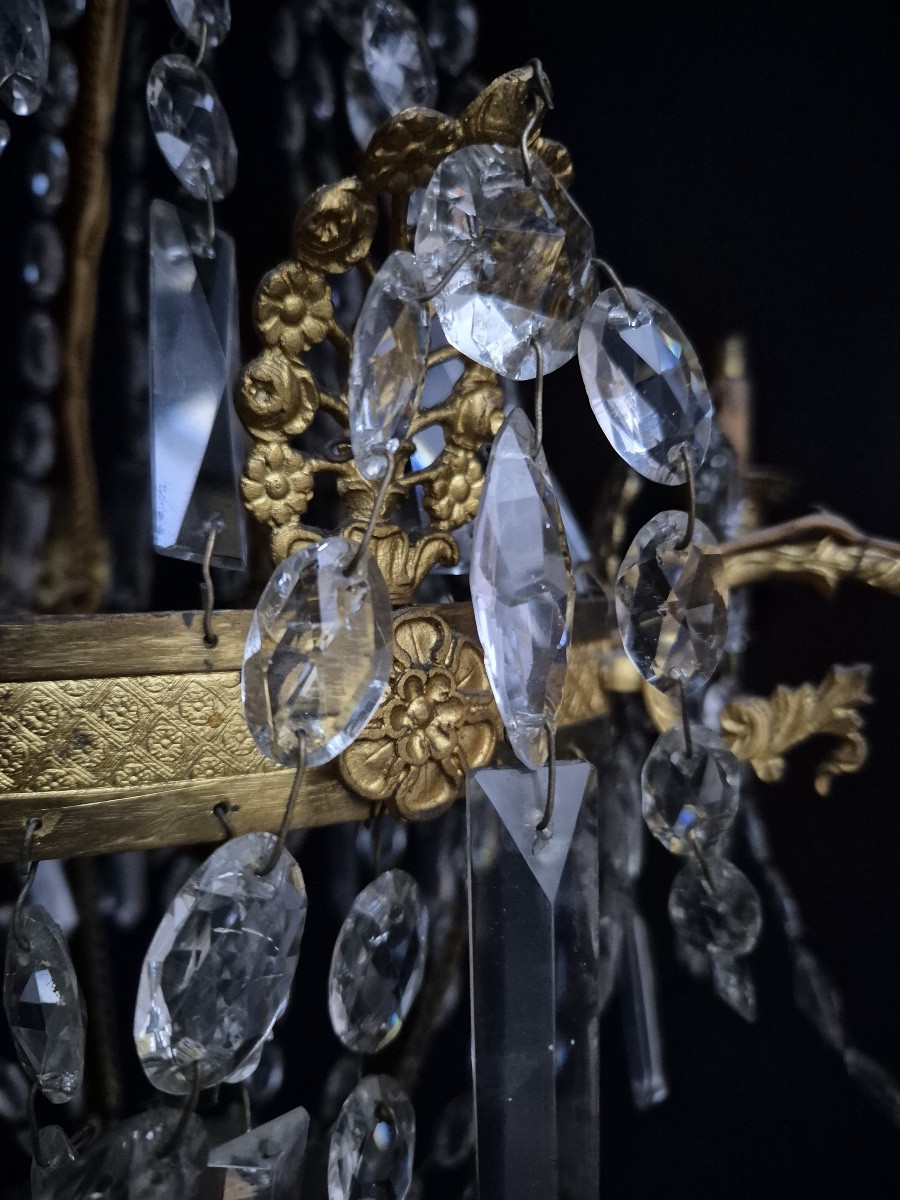 Louis XVI Style Bronze And Crystal Chandelier-photo-2