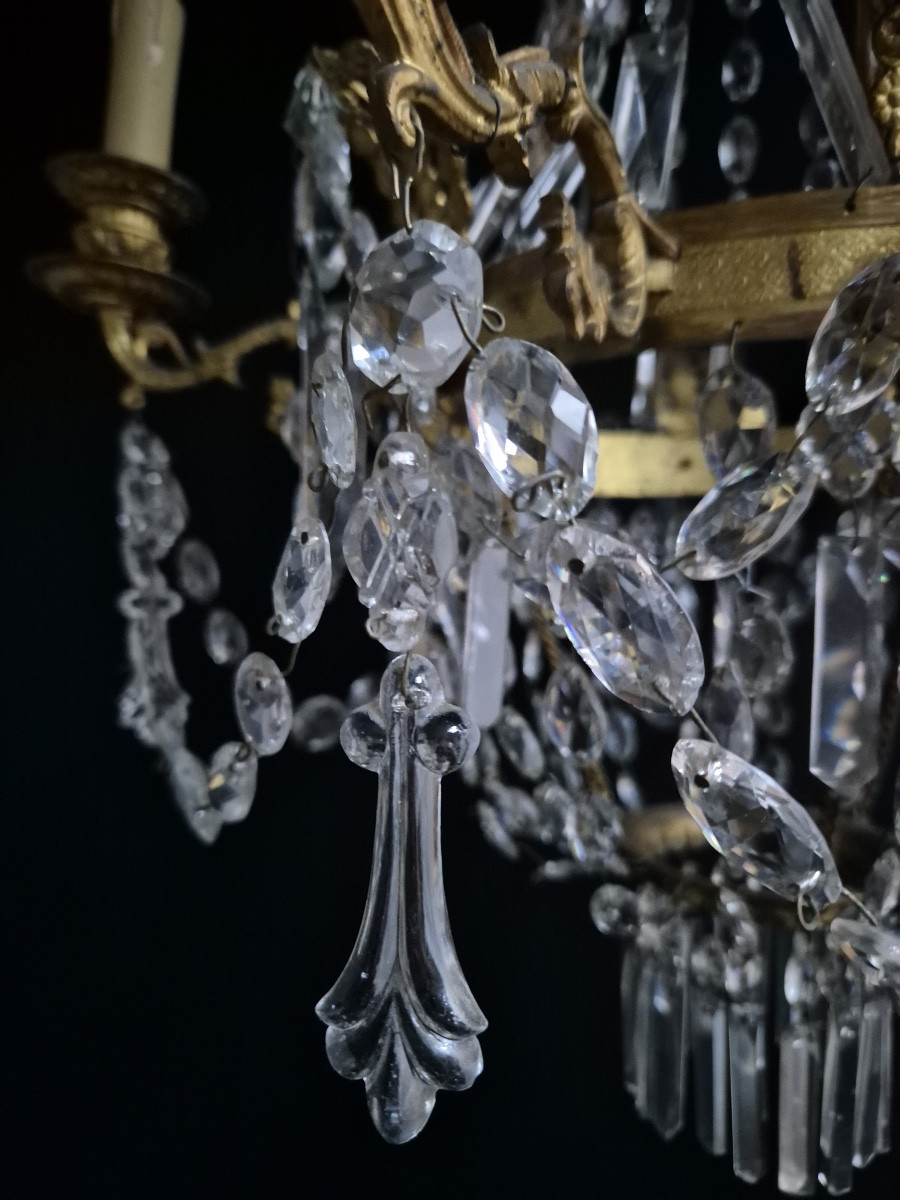 Louis XVI Style Bronze And Crystal Chandelier-photo-1