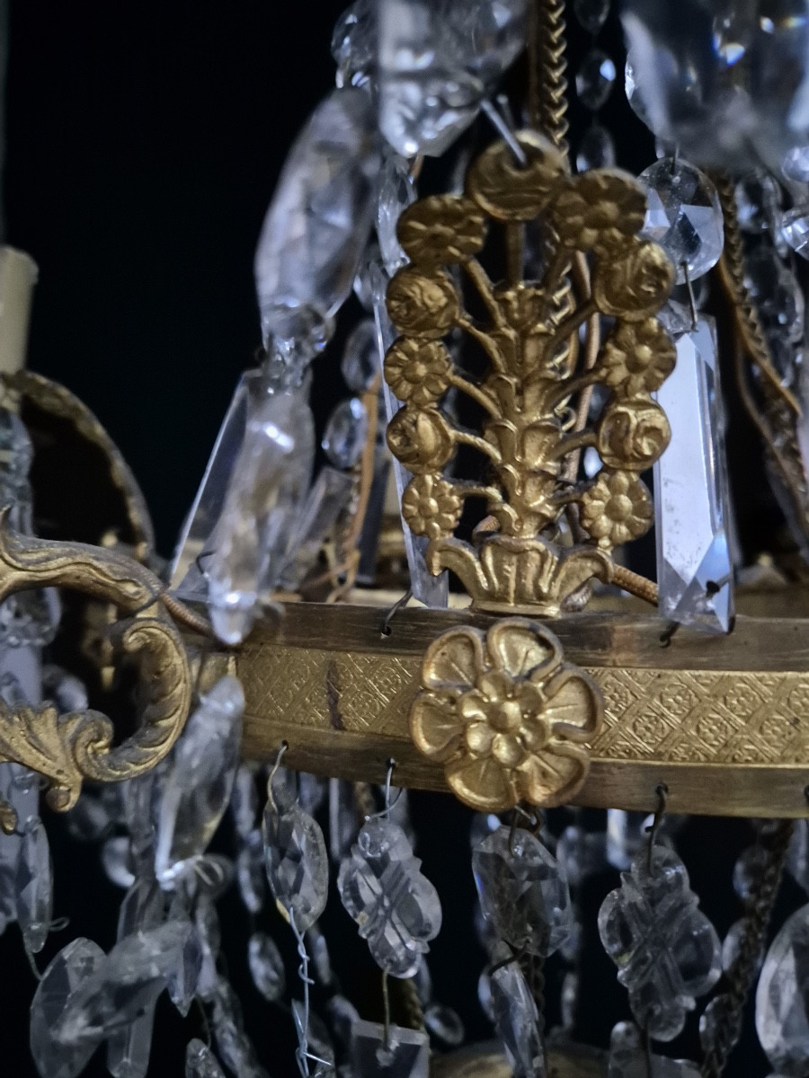 Louis XVI Style Bronze And Crystal Chandelier-photo-2