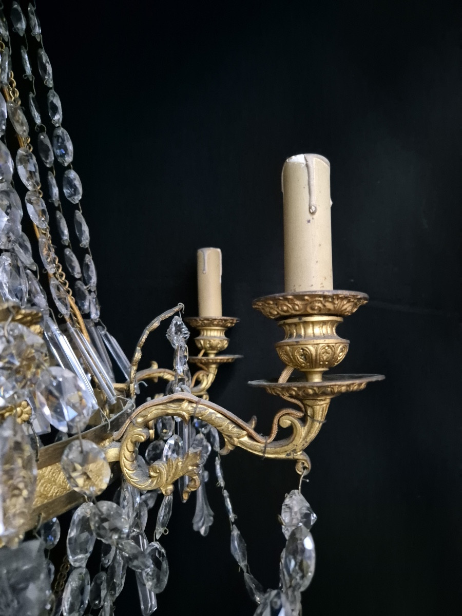 Louis XVI Style Bronze And Crystal Chandelier-photo-4
