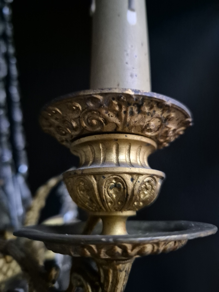 Louis XVI Style Bronze And Crystal Chandelier-photo-5