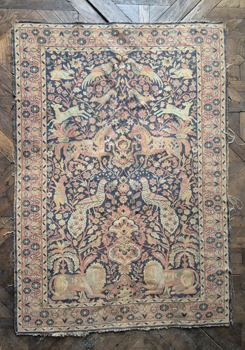 tapis de prière qajar à décors animalier-photo-1