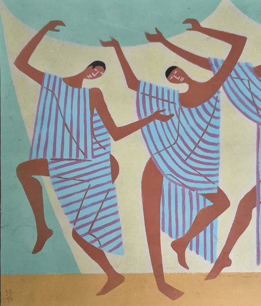 Louis Dussour Dance Scene Original Numbered Stencil-photo-2