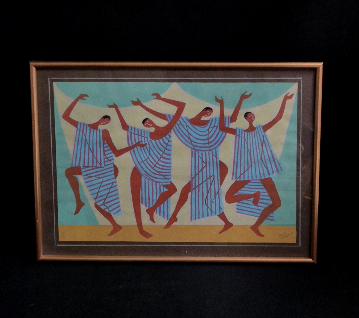 Louis Dussour Dance Scene Original Numbered Stencil