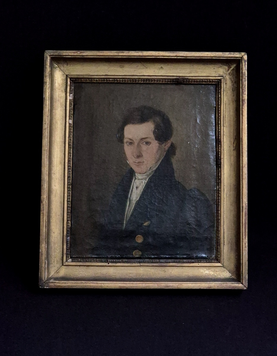 portrait d'homme en redingote début XIXe
