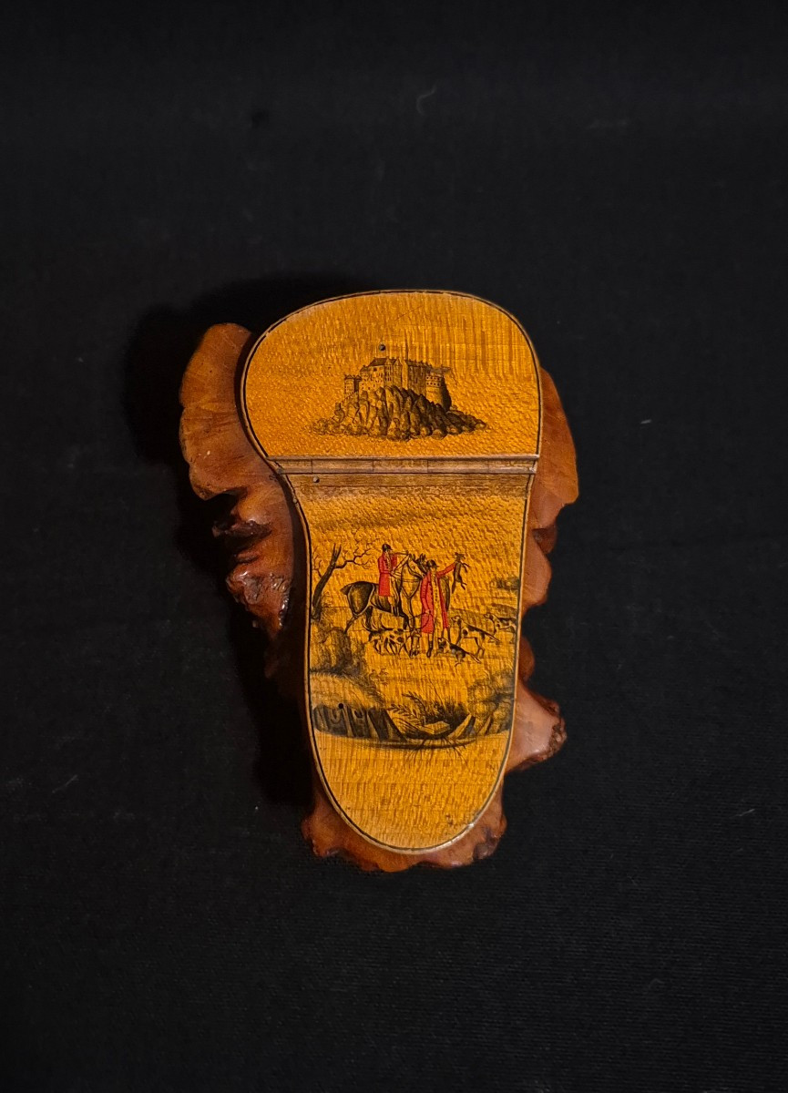 ​Tabatière en  Racine de Bruyère  – Scène de Chasse-photo-4