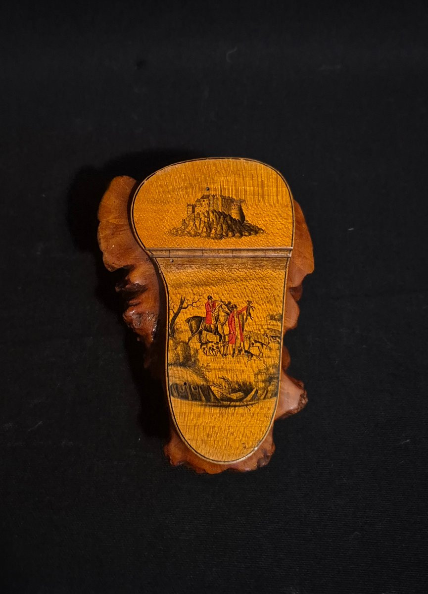 ​Tabatière en  Racine de Bruyère  – Scène de Chasse-photo-2
