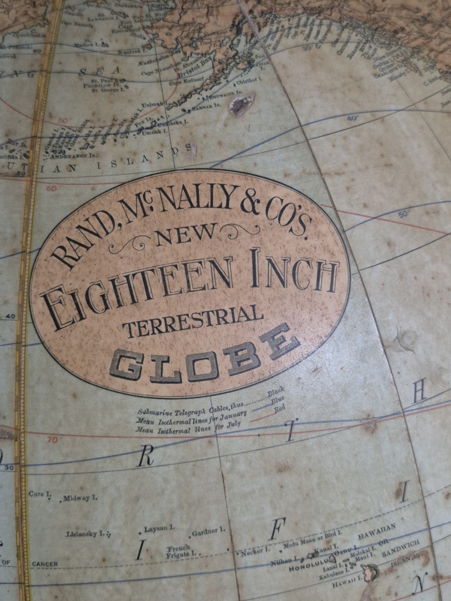 Globe terrestre de  18 pouces par Rand McNally & co cira 1900-photo-2