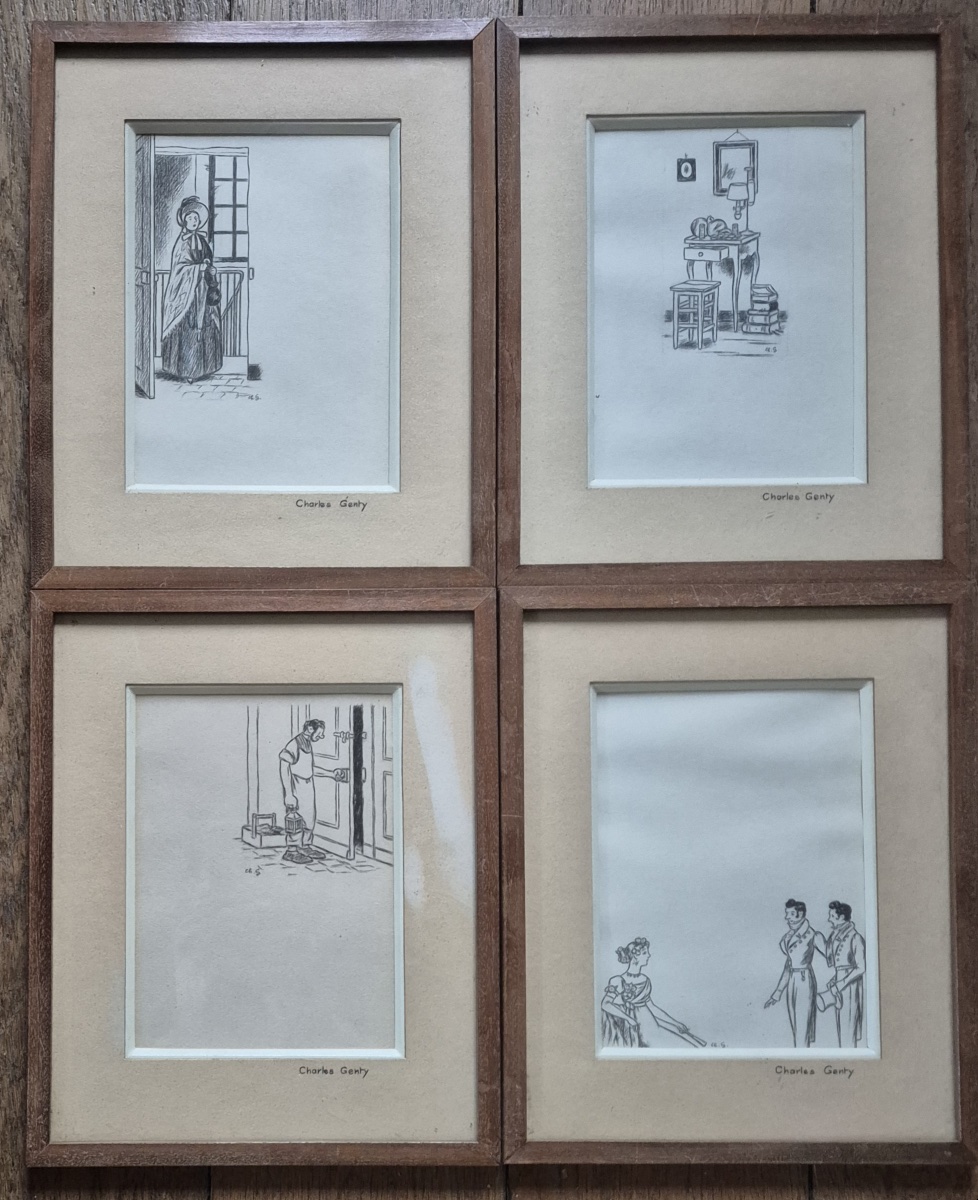 4 Original Drawings By Caricaturist Charles Genty