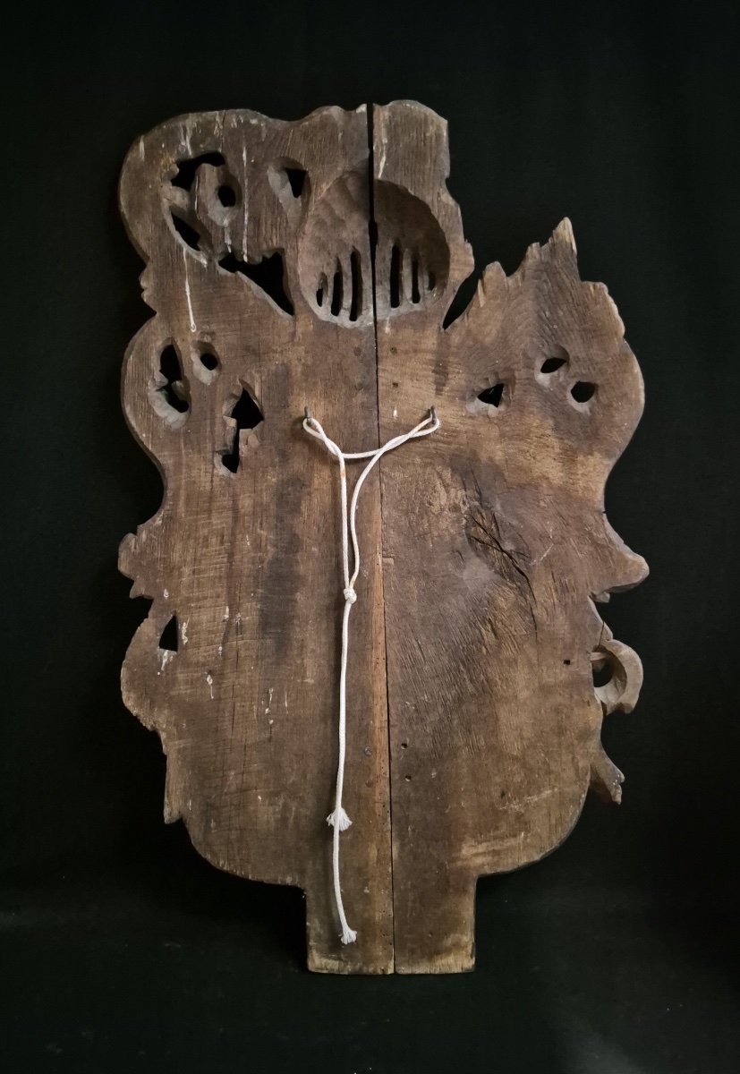 Blason héraldique en bois sculpté XVIIe-photo-4