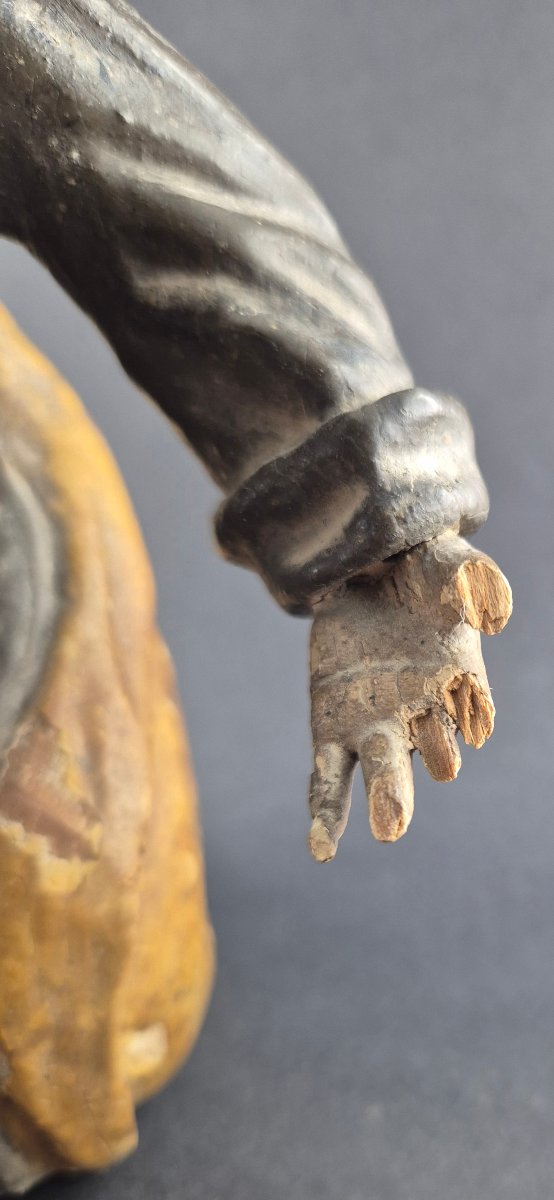 Little Saint In Prayer — Polychrome Wood, 18th Century-photo-3