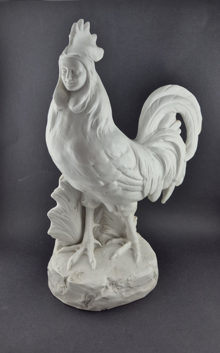 Coq Anthropomorphe en Biscuit de Porcelaine  Fin XIXe siècle