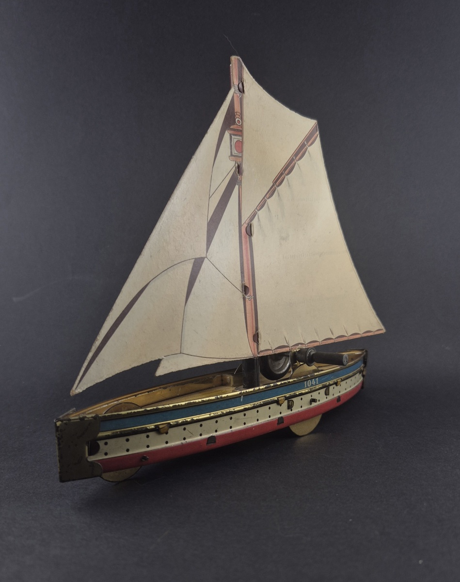 Hess Mechanical Sailboat Made Of Lithographed Sheet Metal
