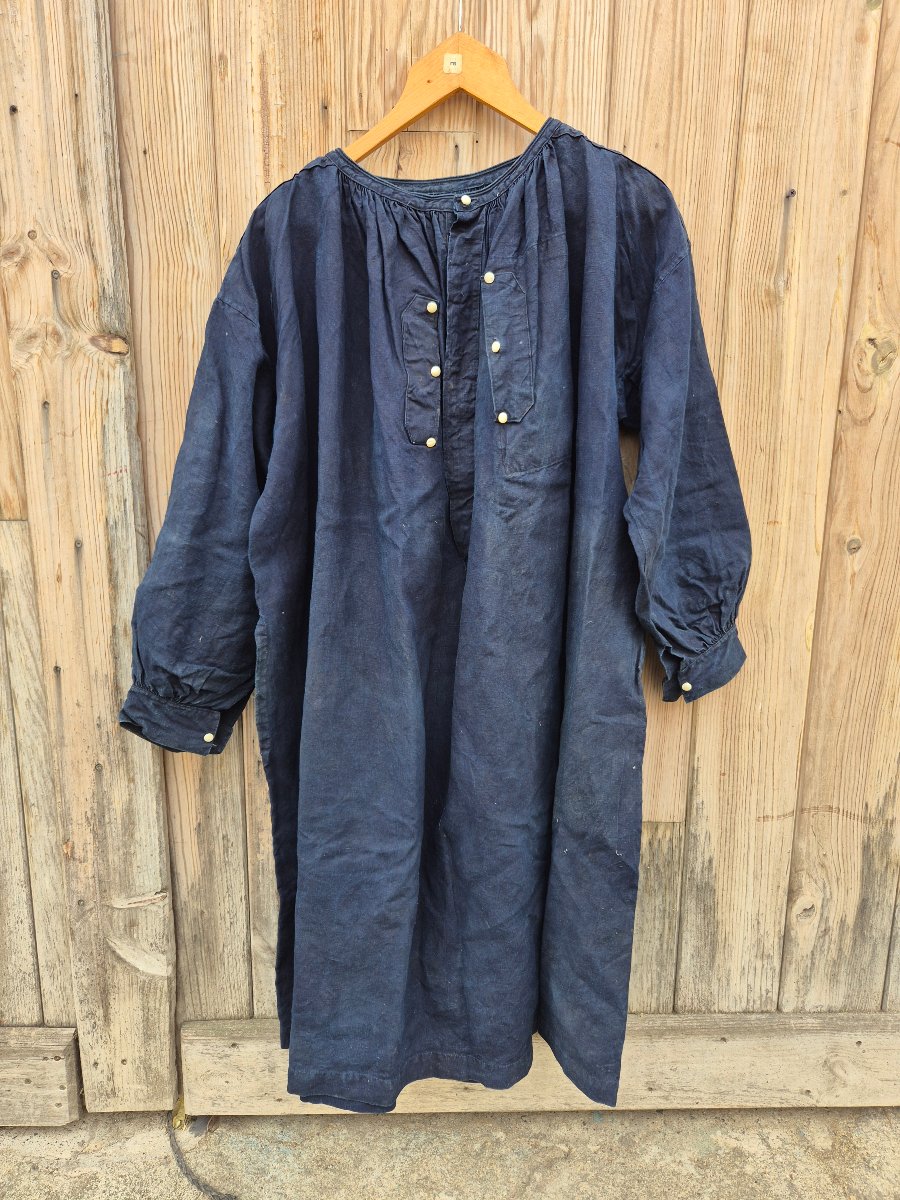 ​Biaude de Maquignon en Toile de Lin  Bleu Nuit fin XIXe -photo-2
