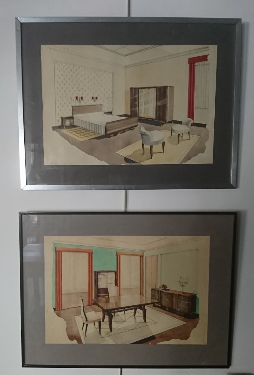 Projet d'Intérieur ,dessins Aquarellés 1930