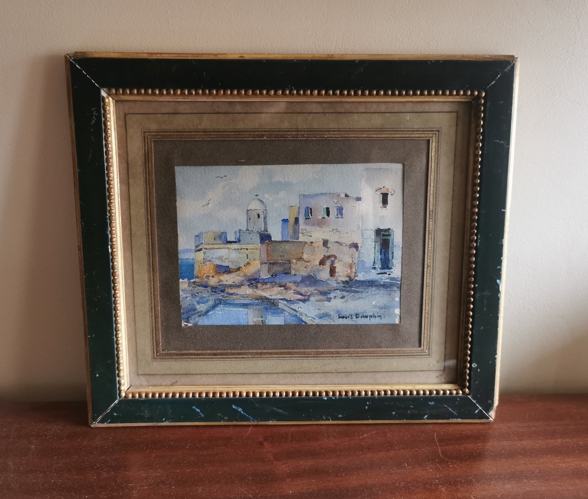 Mediterranean Landscape, Watercolor By Louis Dauphin-photo-2