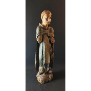 Saint Anthony Of Padua Sculpture In Polychrome Oak 16th Century