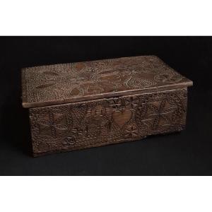 coffret de dentelière   Sculpté Art Populaire Auvergne