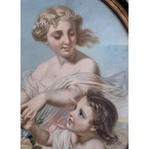 Suite de quatre pastels "les saisons" 1856