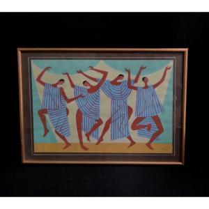 Louis Dussour Dance Scene Original Numbered Stencil