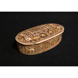 Tabatière corne sculptée - Art Populaire, début XIXe siècle