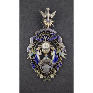 Communion And Baptism Medal, Enamel, 1877, By M. Gueyton