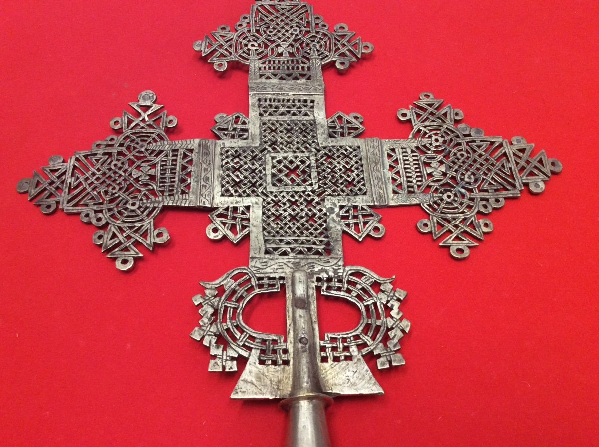 Importante Croix De Procession Copte éthiopienne -photo-3