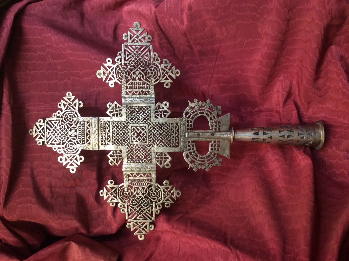 Importante Croix De Procession Copte éthiopienne -photo-4