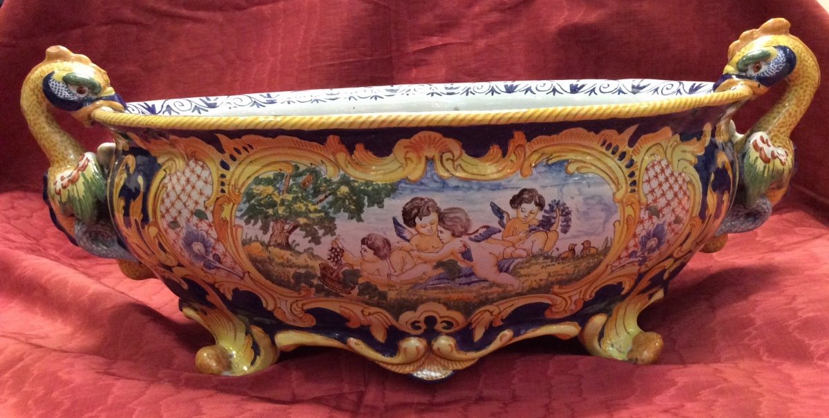 Large Polychrome Earthenware Planter From Nevers