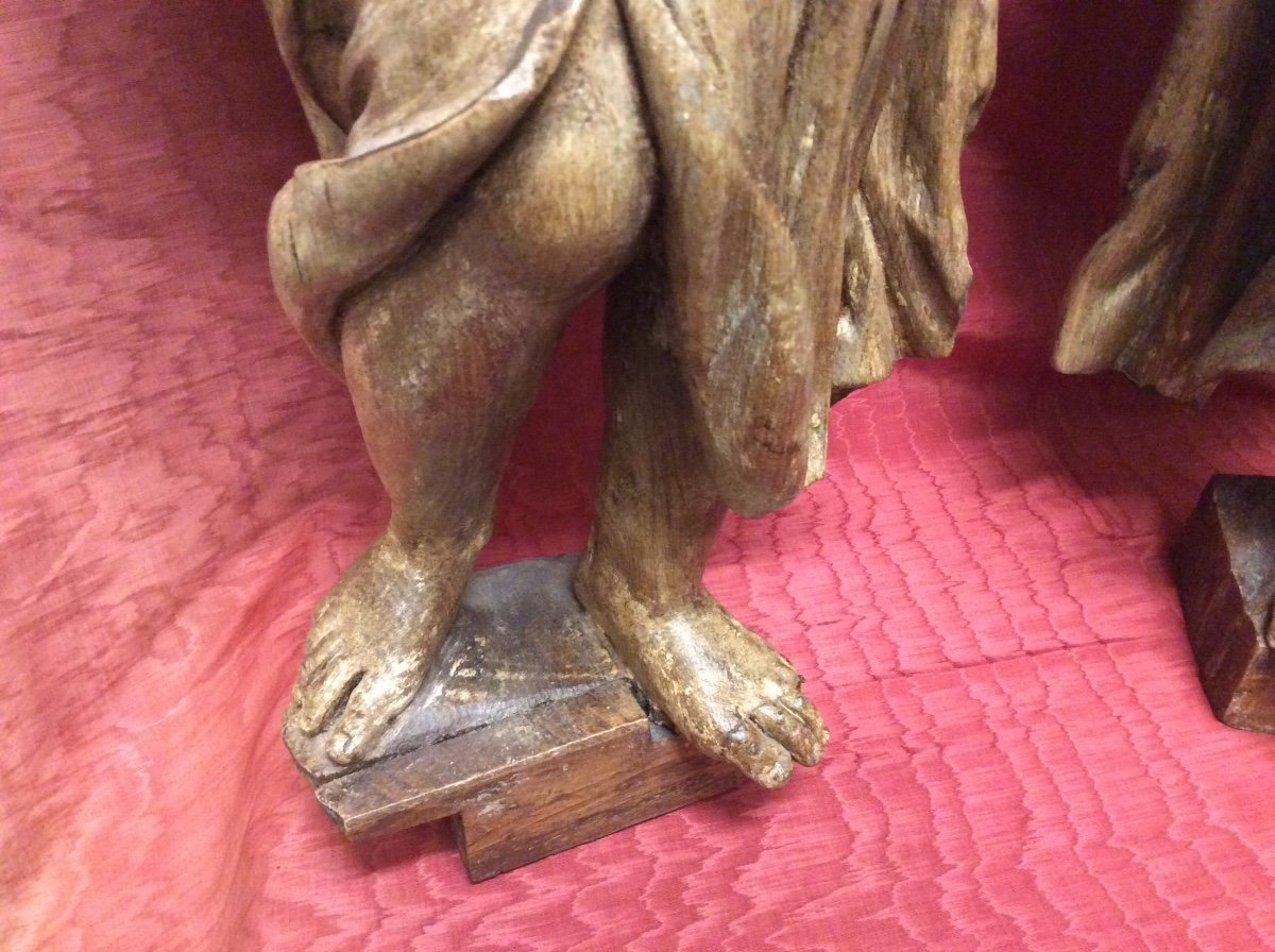 Pair Of Important Angels Torchiere Holder In Oak-photo-2