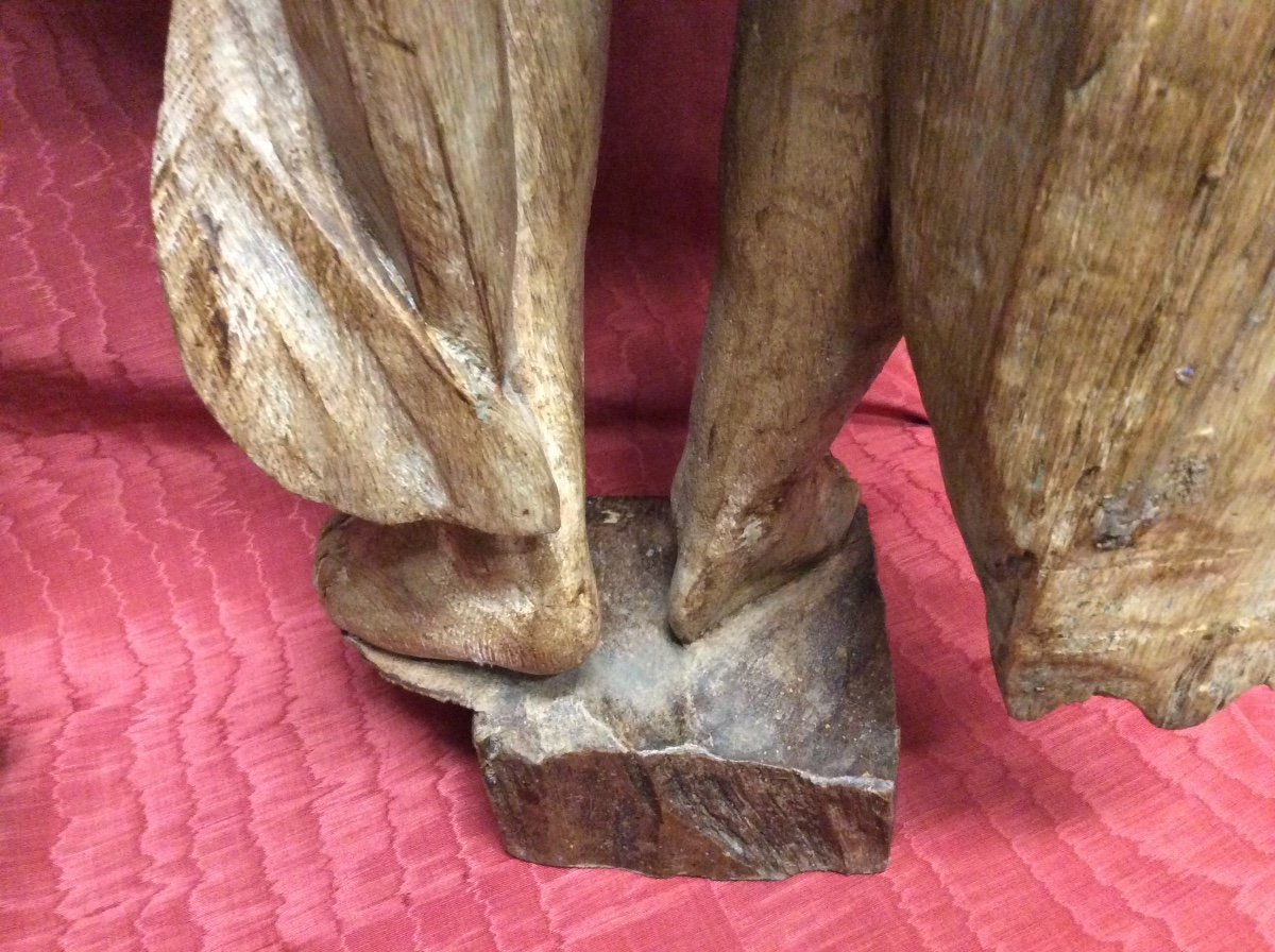 Pair Of Important Angels Torchiere Holder In Oak-photo-5