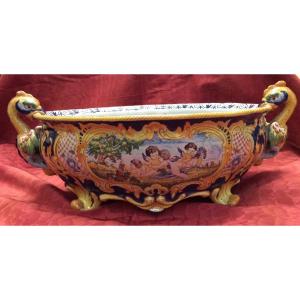 Large Polychrome Earthenware Planter From Nevers