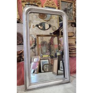 Large Louis Philippe Mirror With Silver Leaf, Mercury Ice