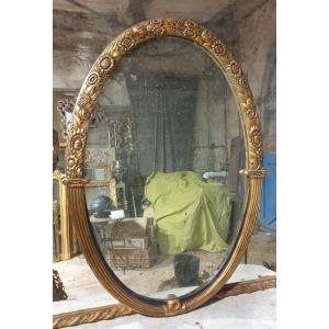 Grand Miroir Ovale Fin 19ème