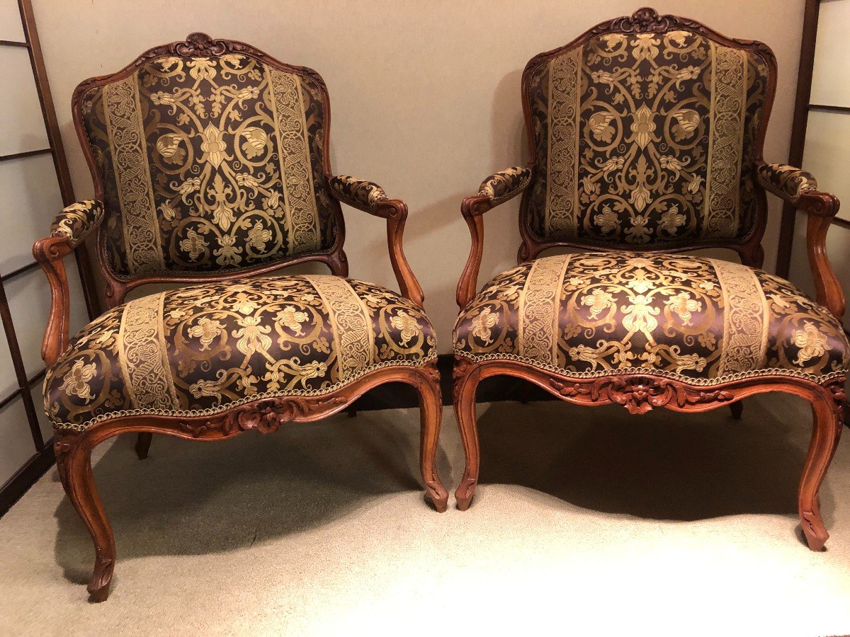 Paire Fauteuils Louis XV-photo-3